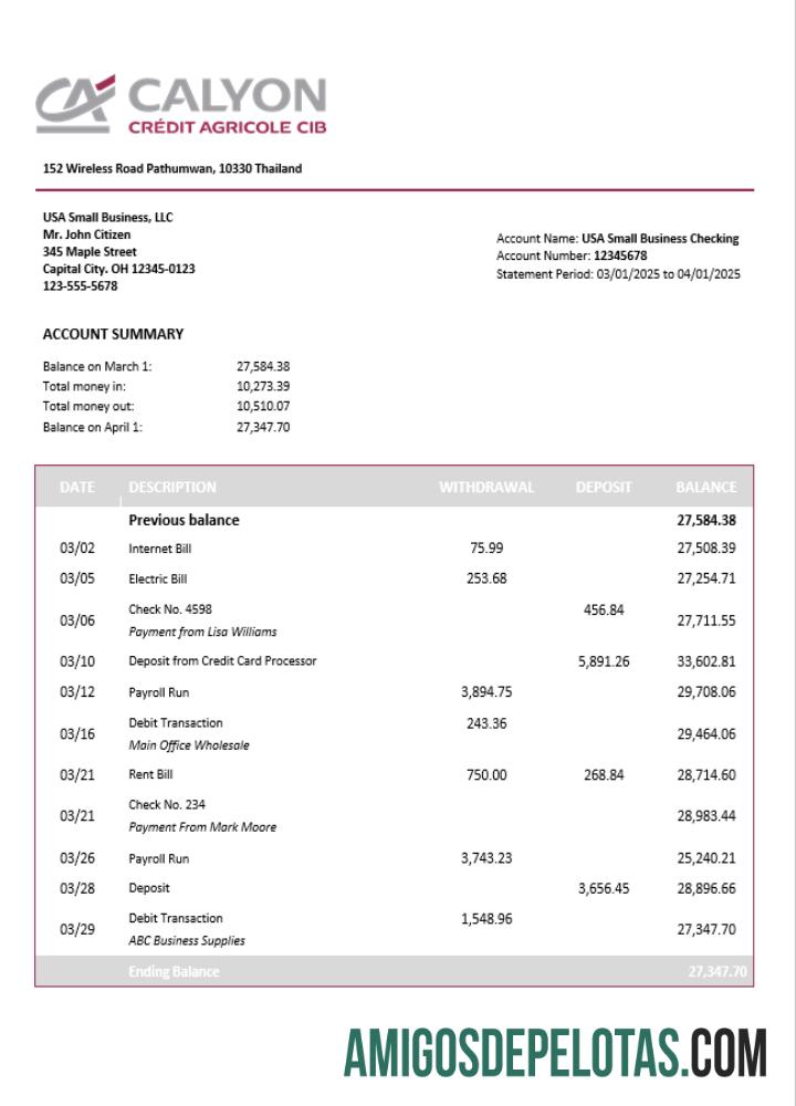 Declaração da empresa Realista Tailândia Caylon modelo Word e PDF